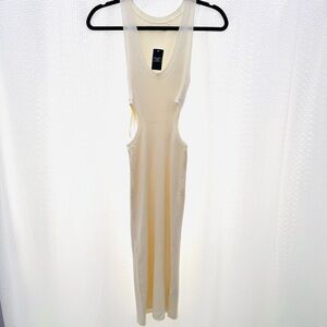 Abercrombie & Fitch Cream Ribbed Knit Cut-Out Dress Size XXST